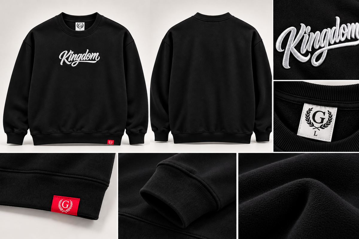 Kingdom Embroidered Crewneck - Black