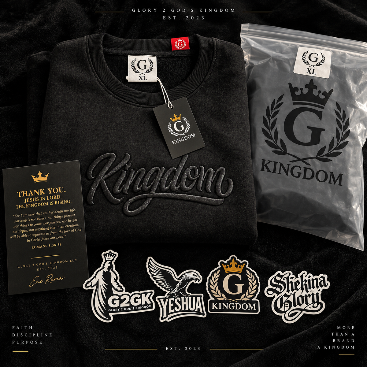 Kingdom Embroidered Crewneck - Black