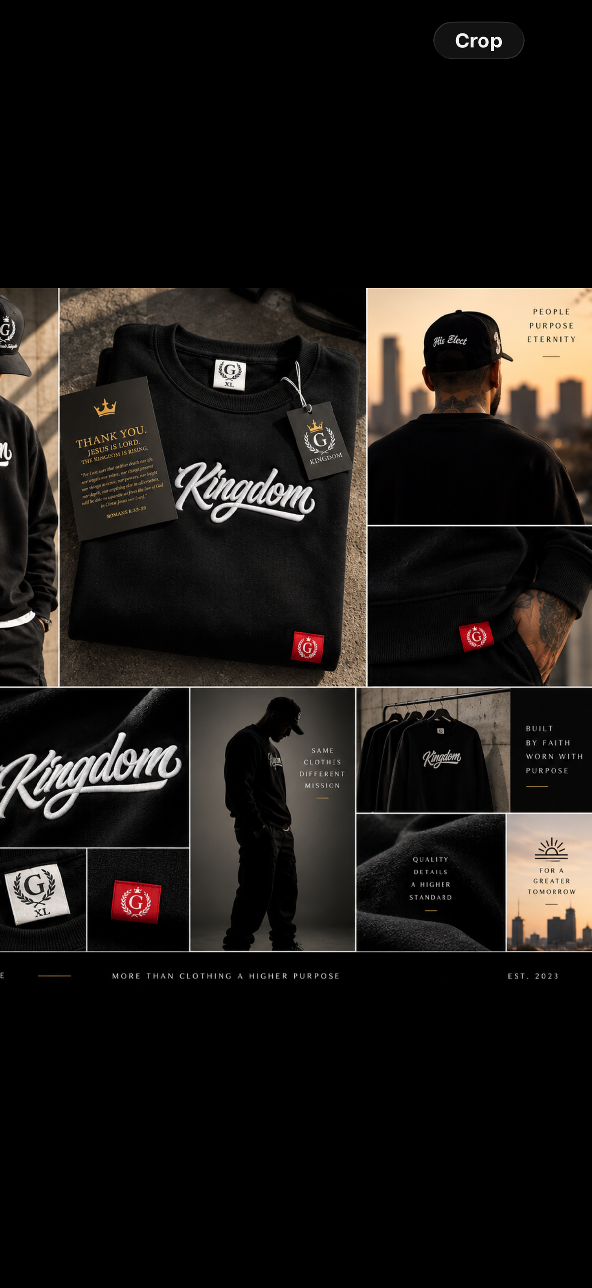 Kingdom Embroidered Crewneck - Black